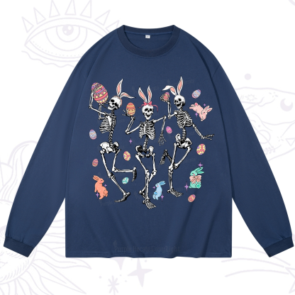Purplehecate Easter Bunny Skeleton Long Sleeve T-Shirt