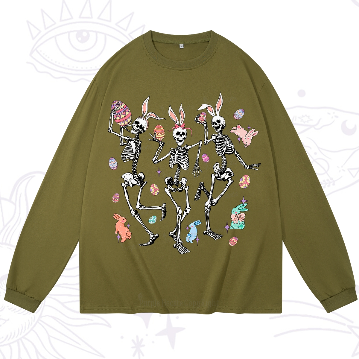 Purplehecate Easter Bunny Skeleton Long Sleeve T-Shirt