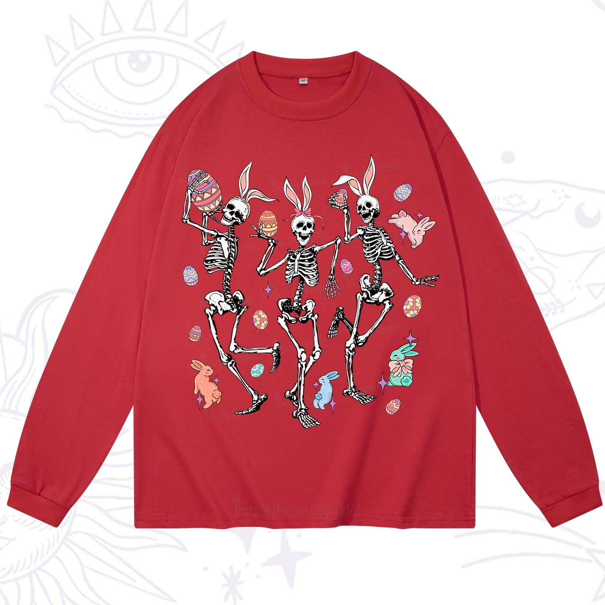 Purplehecate Easter Bunny Skeleton Long Sleeve T-Shirt