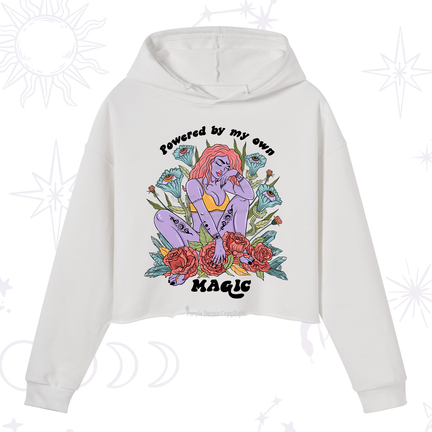 Purplehecate Powered By My Own Magic Crop Hoodie