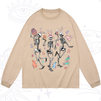 Purplehecate Easter Bunny Skeleton Long Sleeve T-Shirt