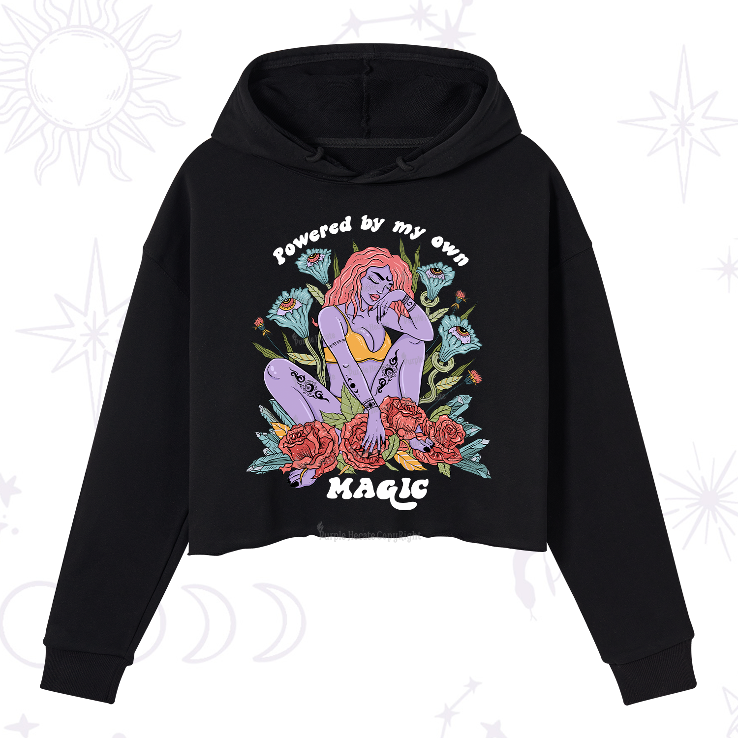 Purplehecate Powered By My Own Magic Crop Hoodie