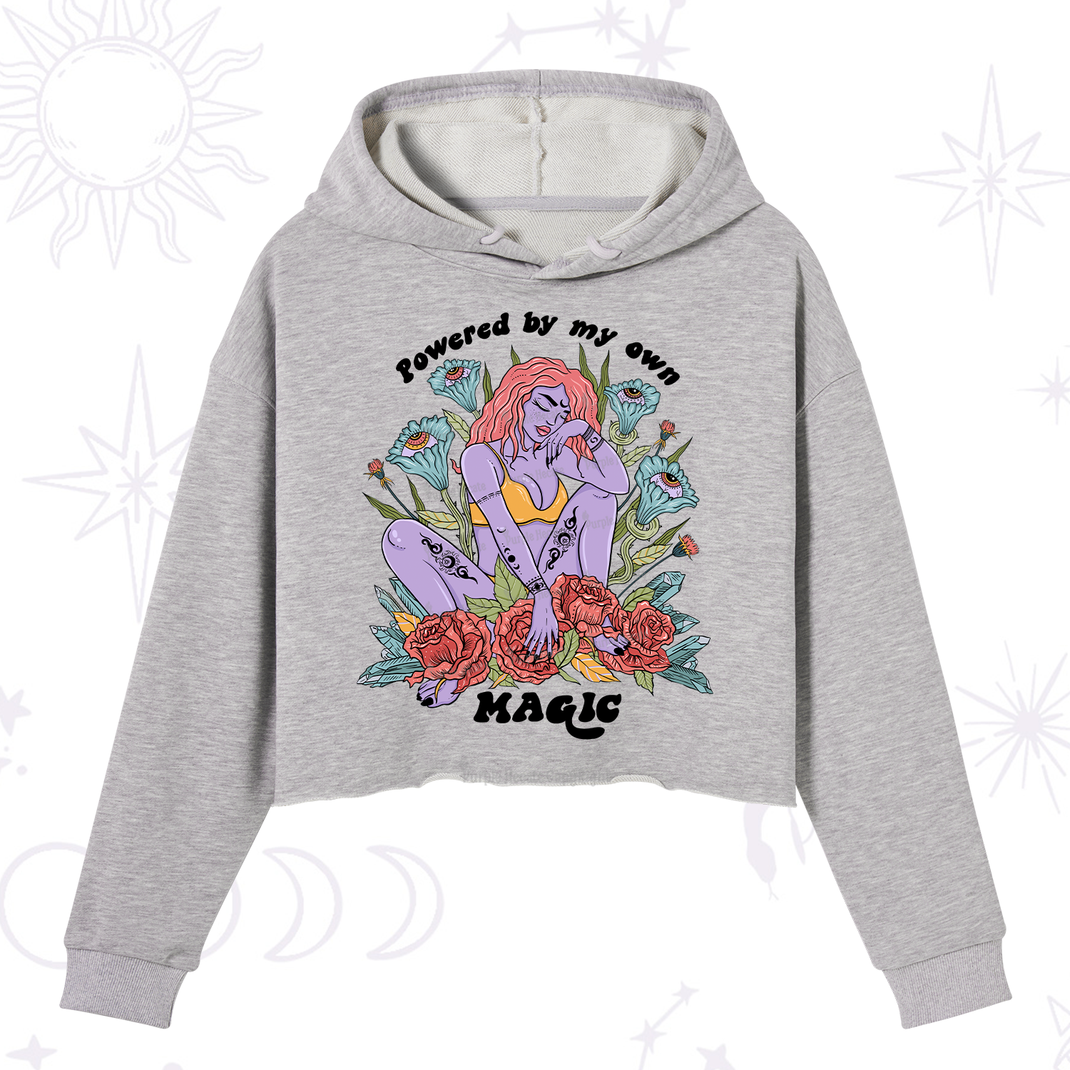 Purplehecate Powered By My Own Magic Crop Hoodie