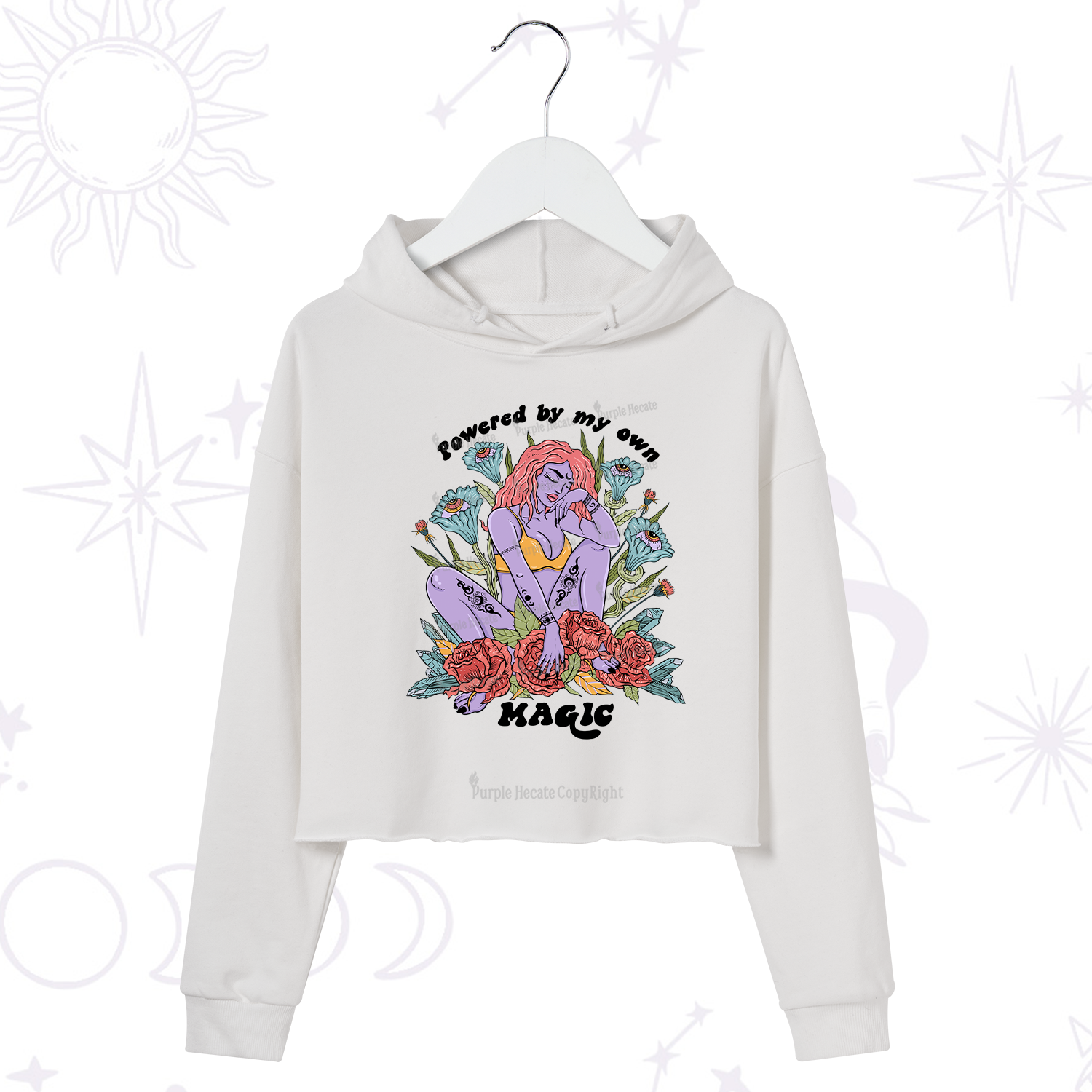 Purplehecate Powered By My Own Magic Crop Hoodie