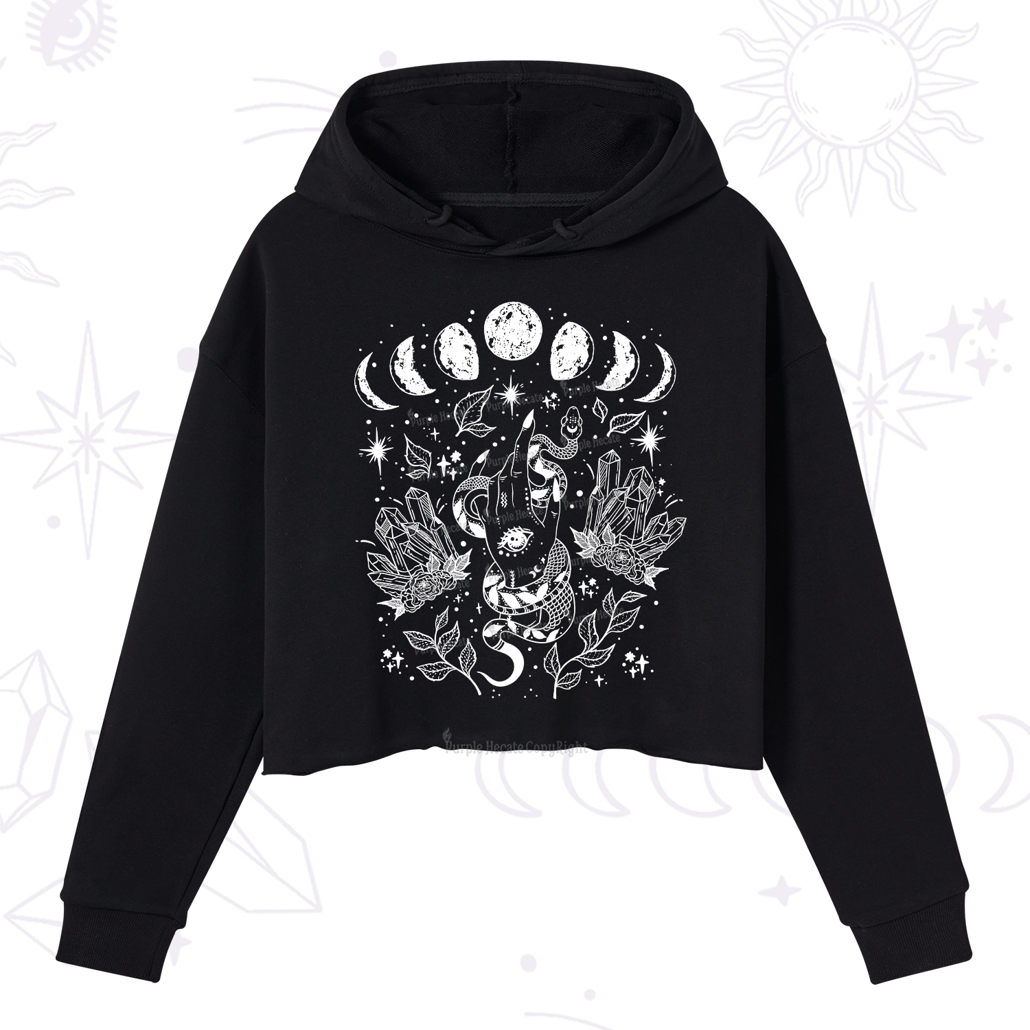 Purplehecate Reach For The Moon Crop Hoodie
