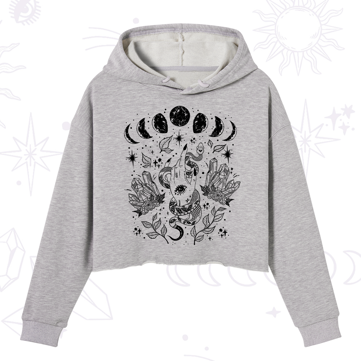 Purplehecate Reach For The Moon Crop Hoodie