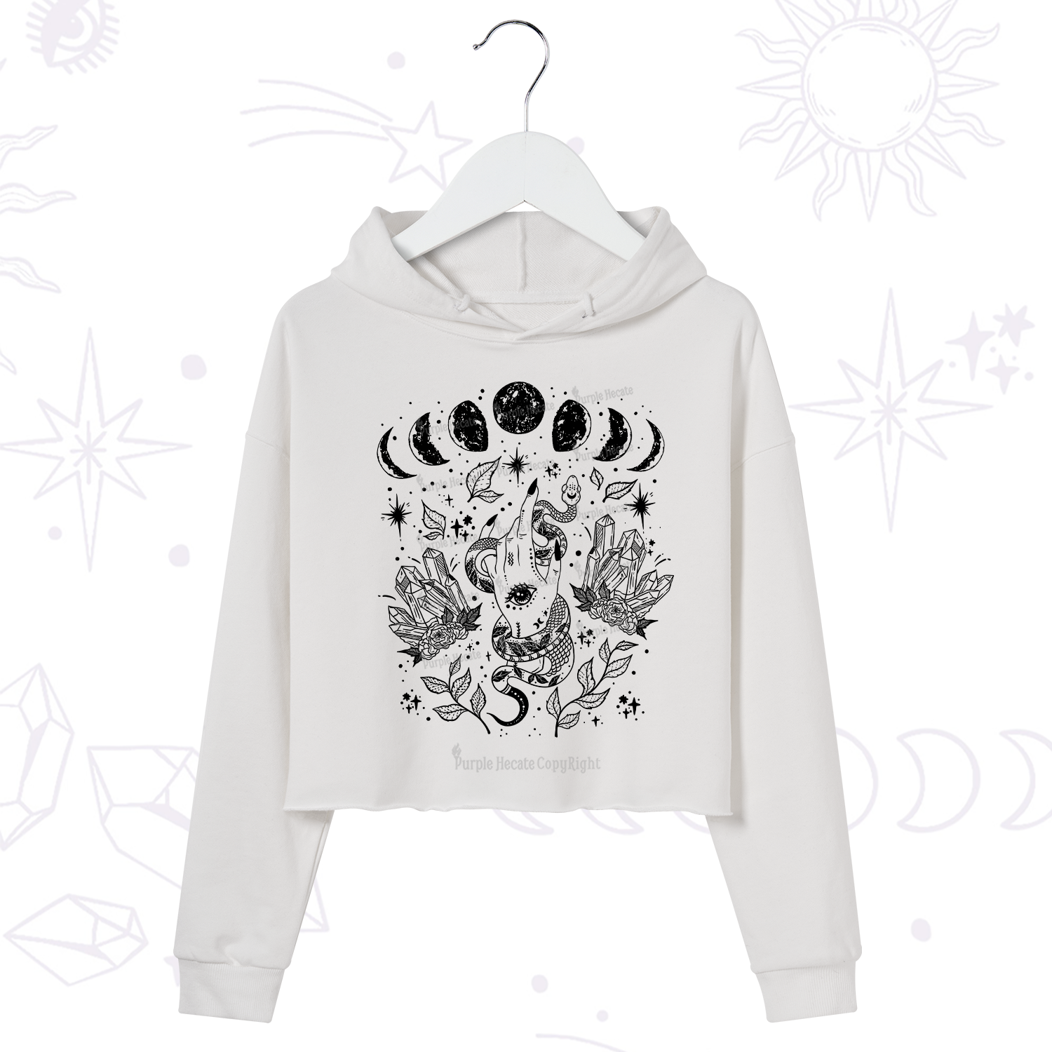 Purplehecate Reach For The Moon Crop Hoodie