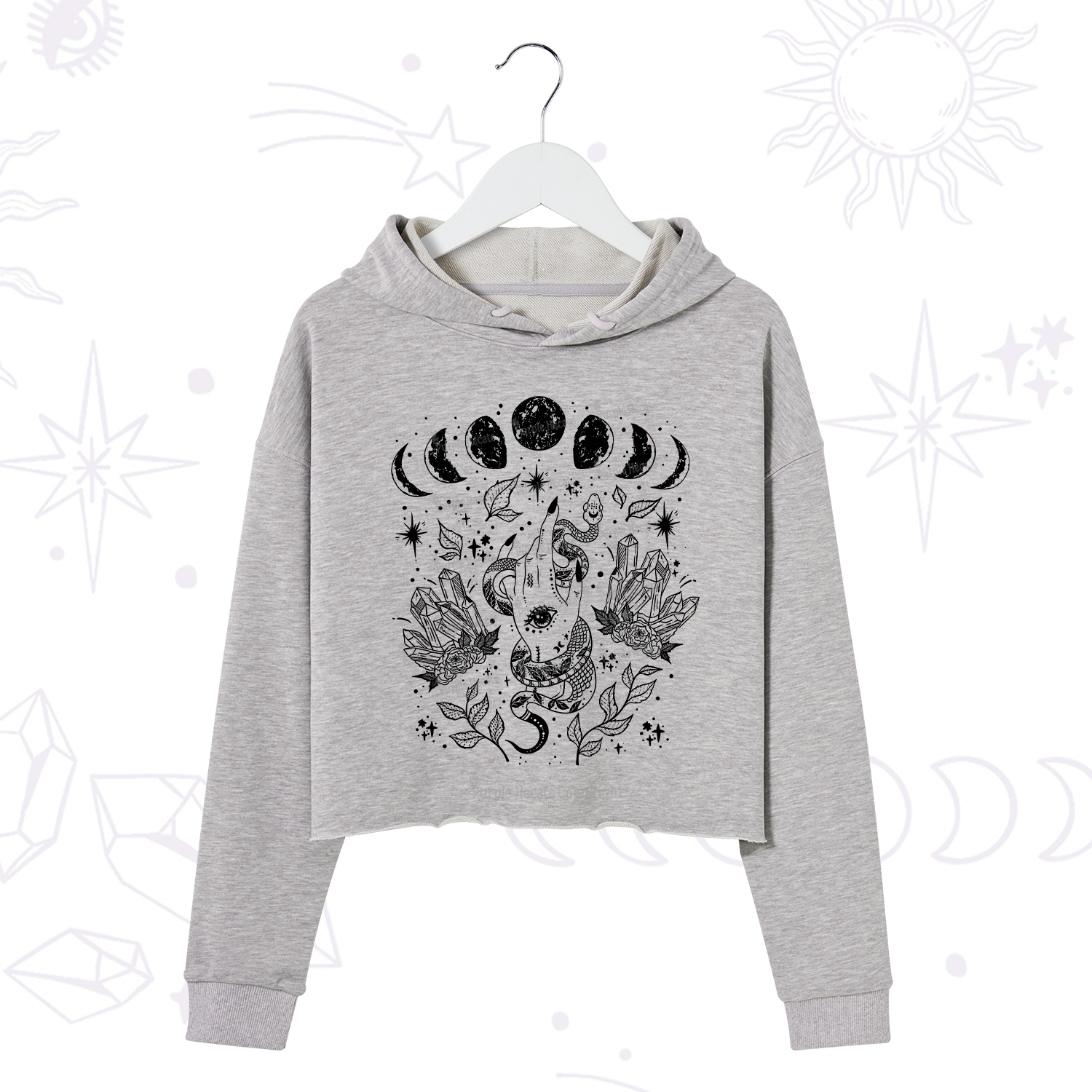 Purplehecate Reach For The Moon Crop Hoodie