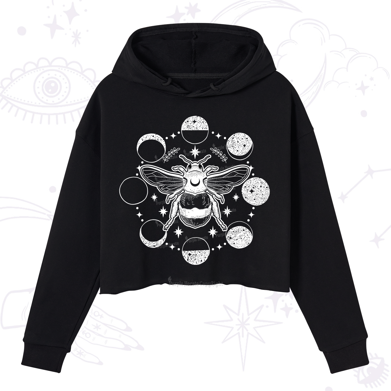 Purplehecate Moon Bee Crop Hoodie