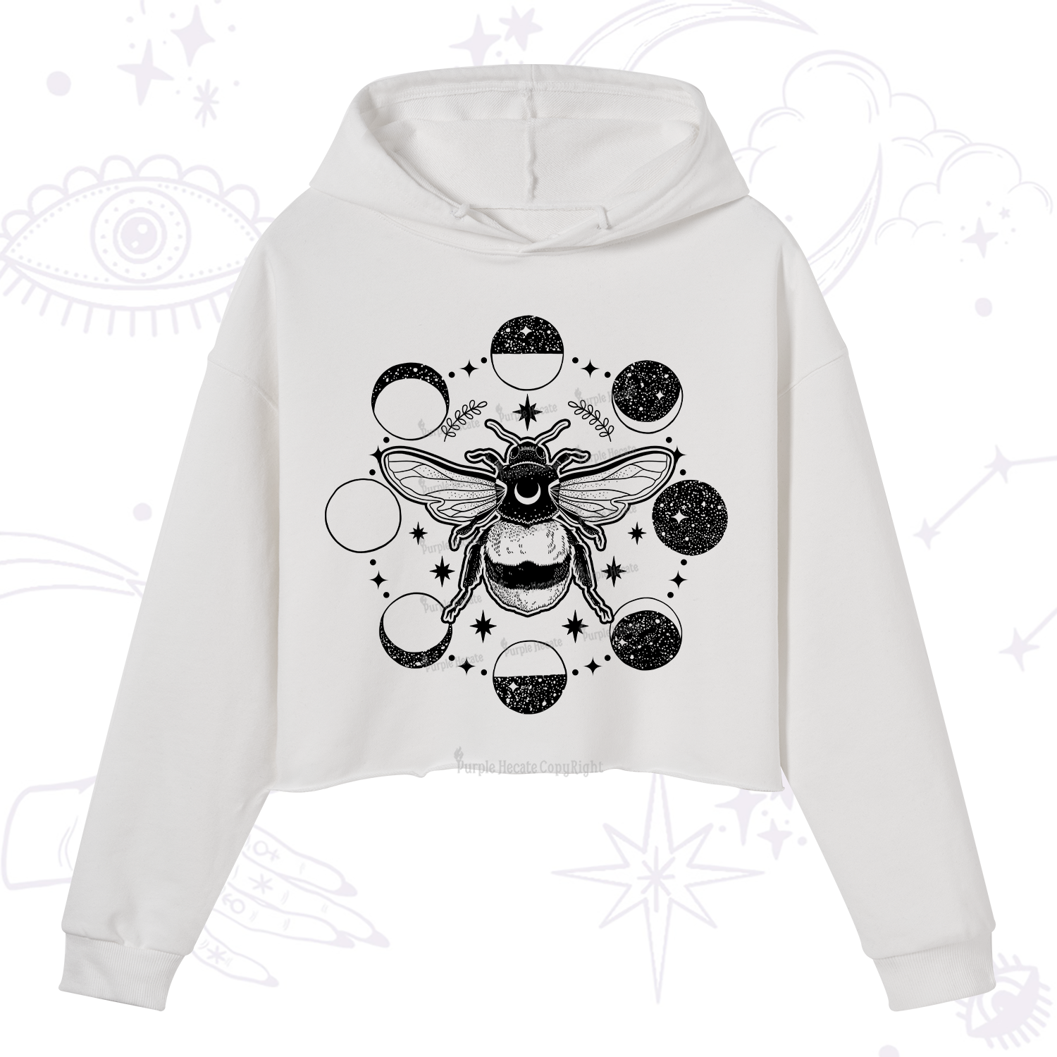 Purplehecate Moon Bee Crop Hoodie