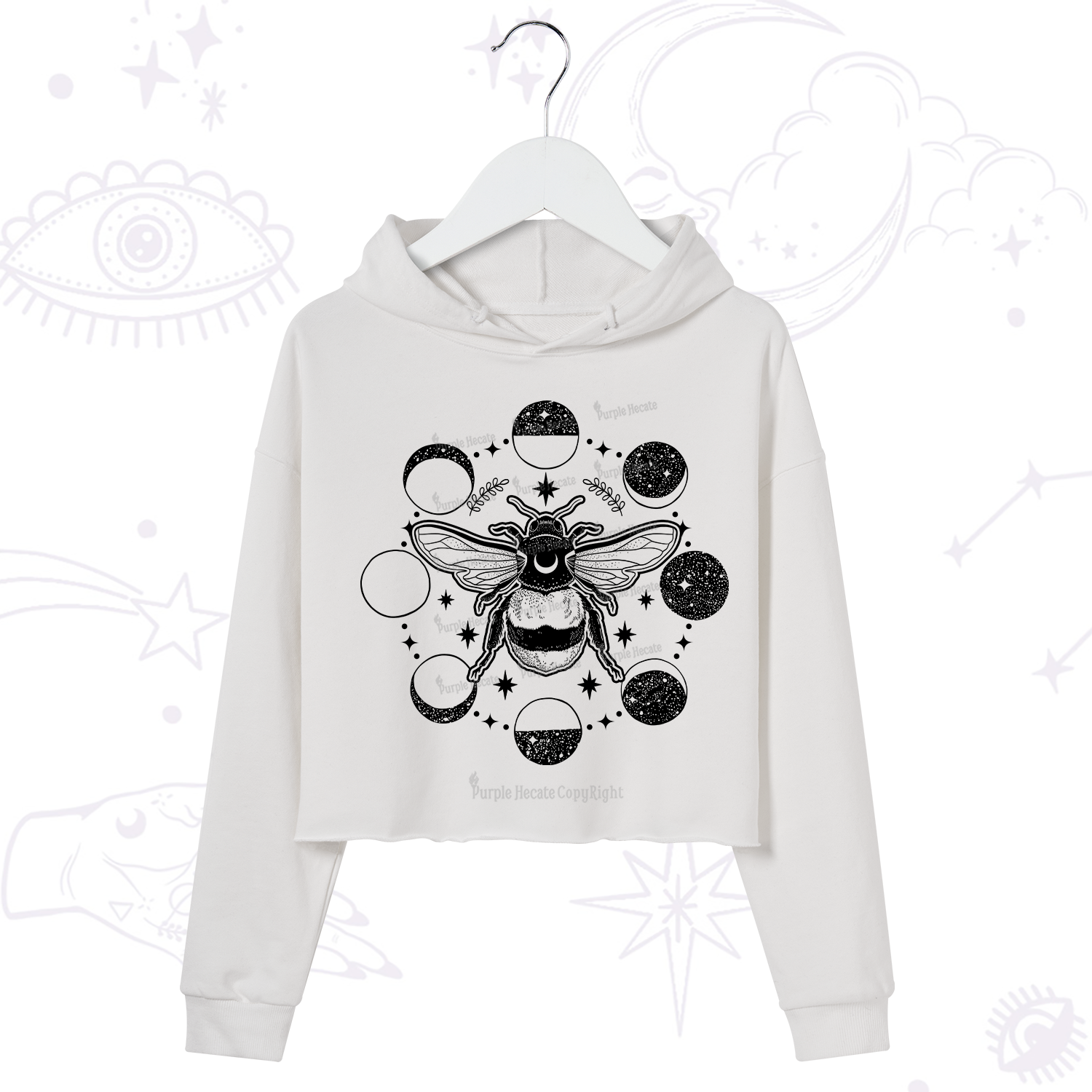 Purplehecate Moon Bee Crop Hoodie