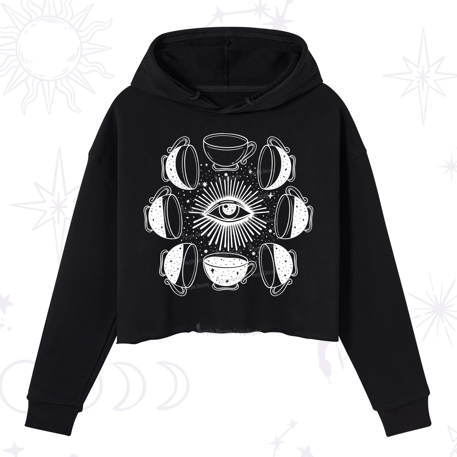 Purplehecate Moon Phase Coffee Crop Hoodie