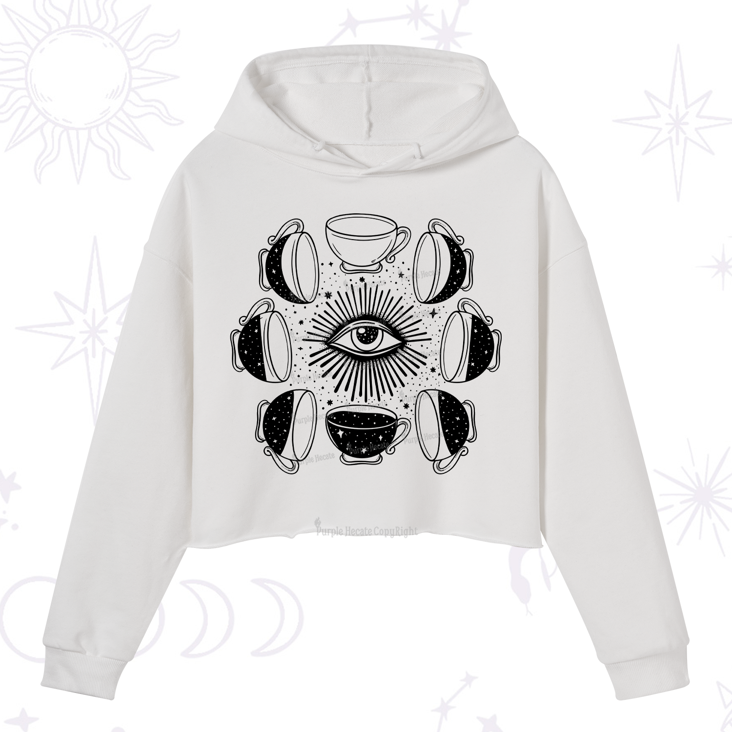 Purplehecate Moon Phase Coffee Crop Hoodie