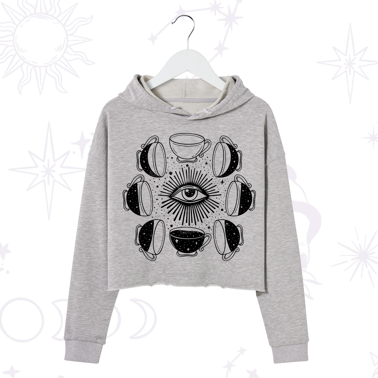 Purplehecate Moon Phase Coffee Crop Hoodie