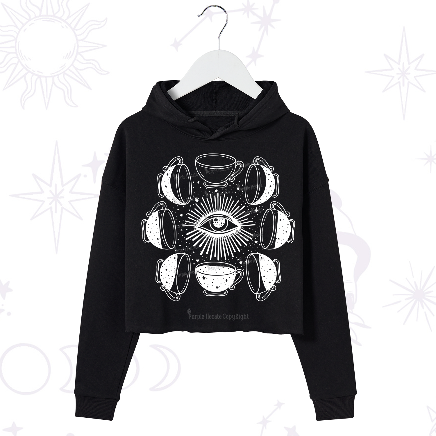 Purplehecate Moon Phase Coffee Crop Hoodie