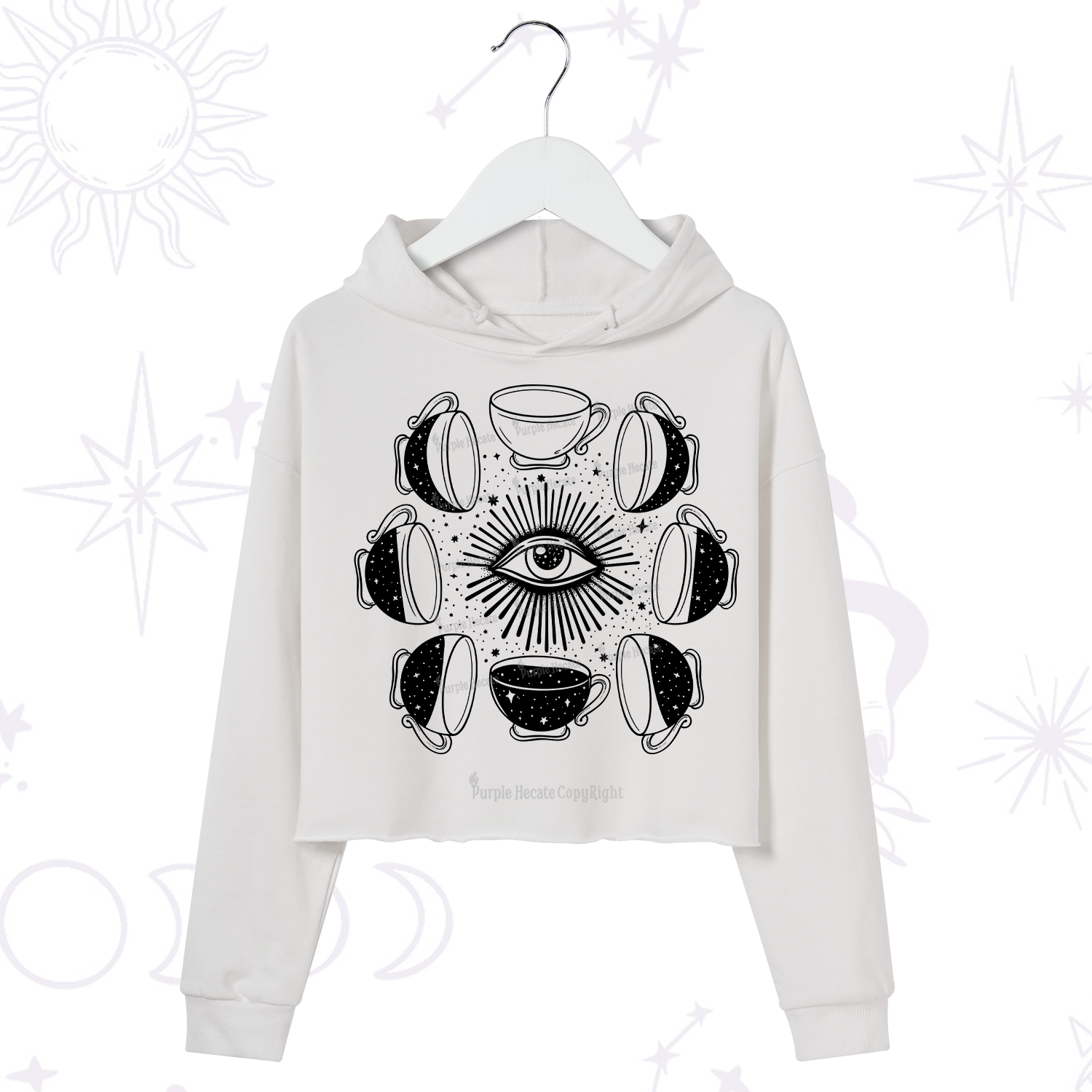 Purplehecate Moon Phase Coffee Crop Hoodie