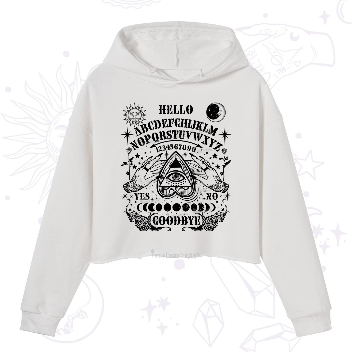 Purplehecate Hello Goodbye Crop Hoodie