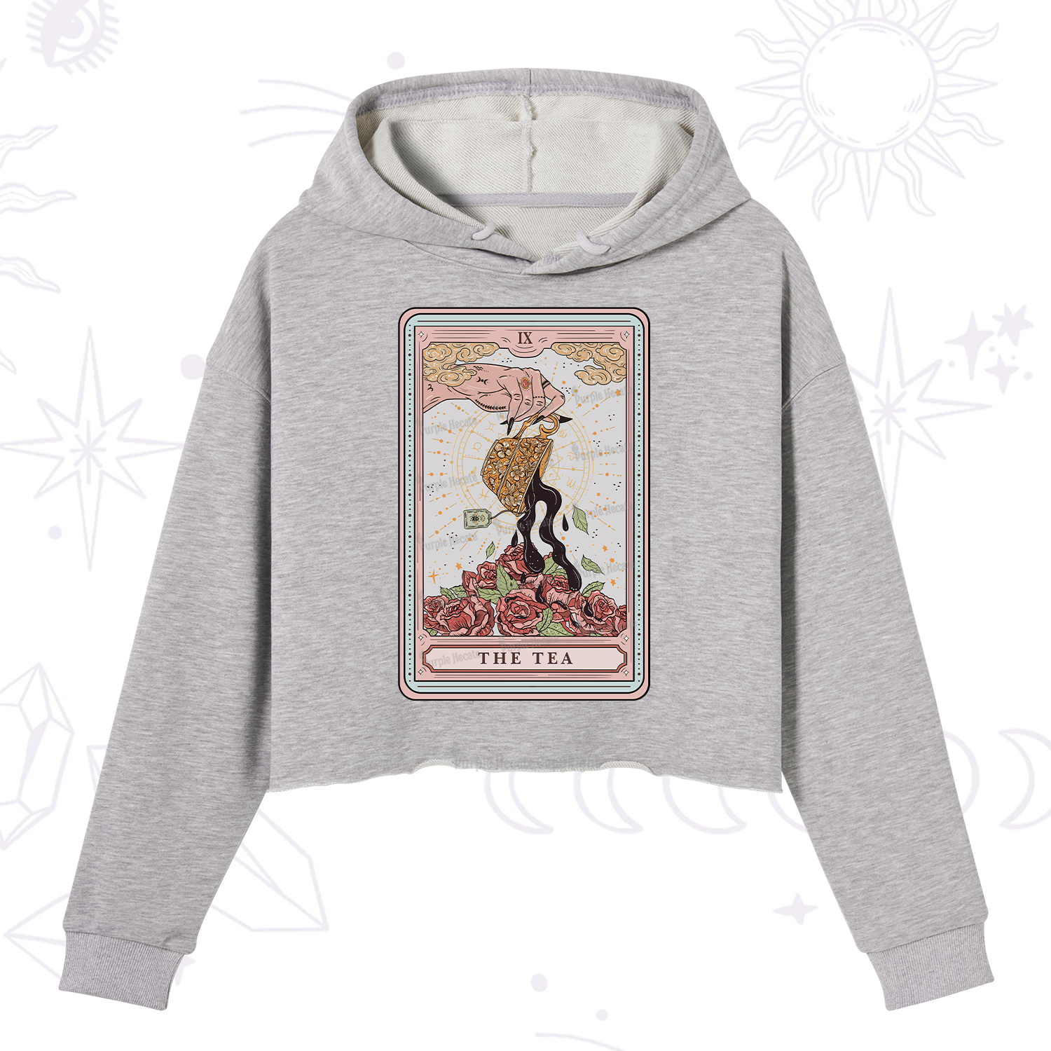 Purplehecate The Tea Food Tarot Crop Hoodie