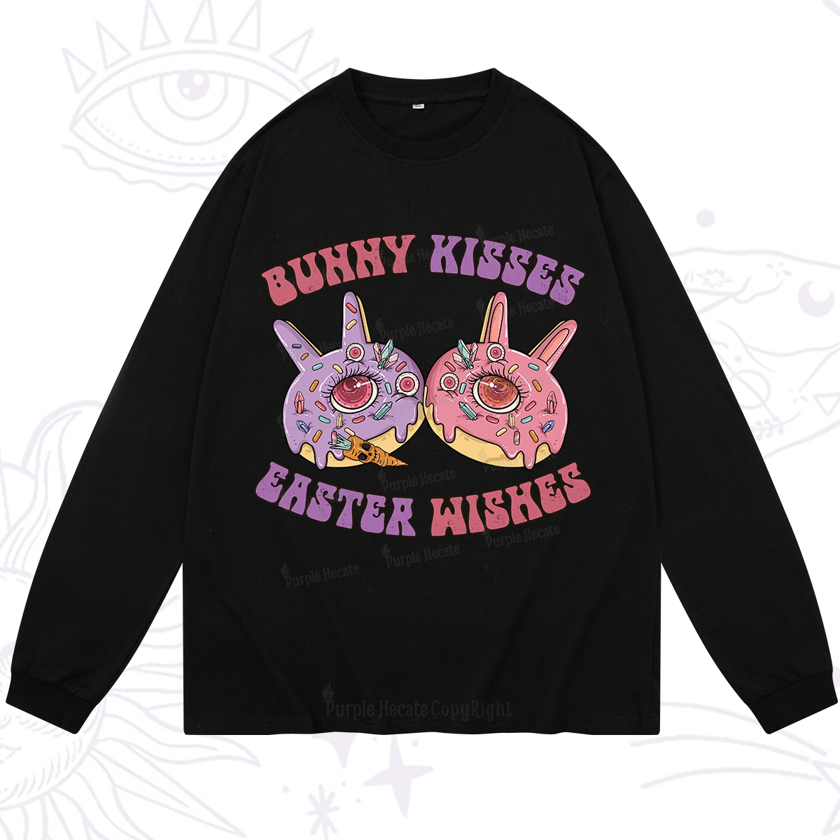 Purplehecate Bunny Kisses Easter Wishes Long Sleeve T-Shirt