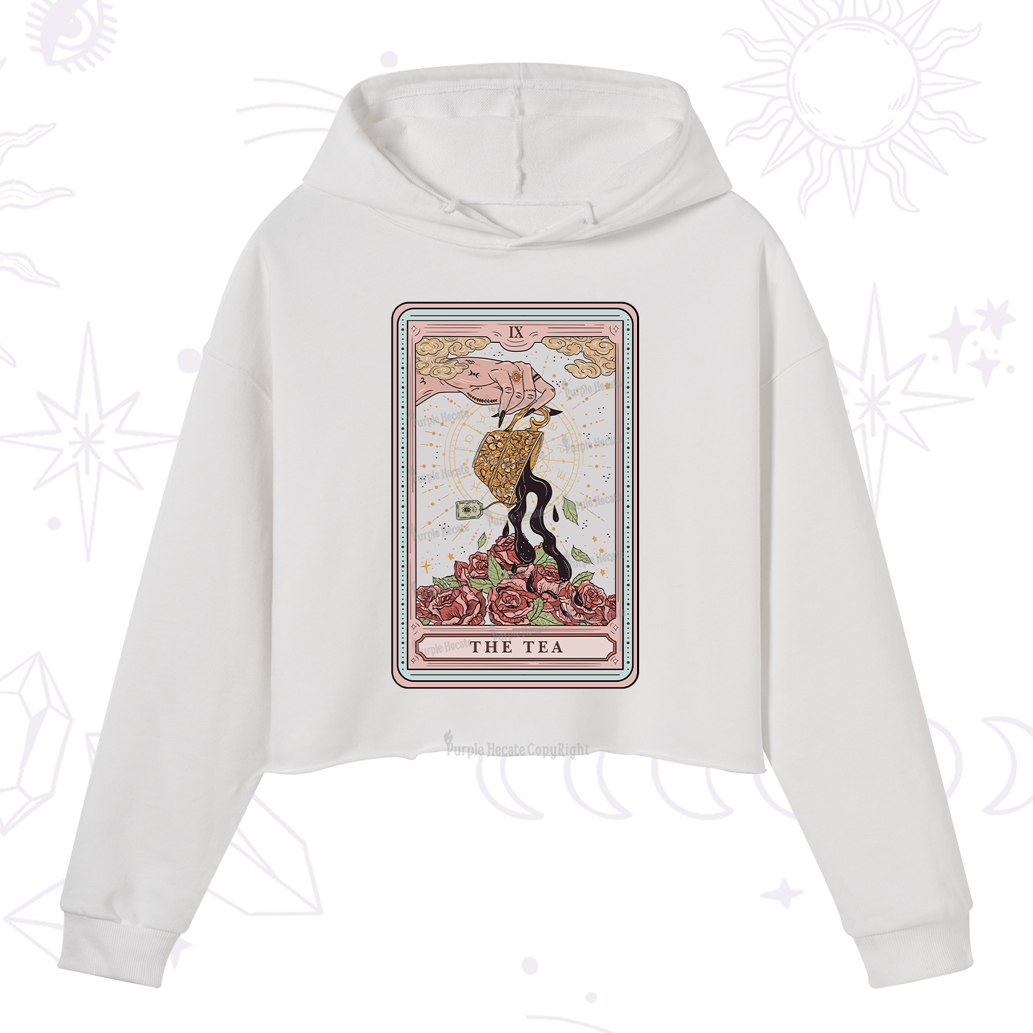 Purplehecate The Tea Food Tarot Crop Hoodie