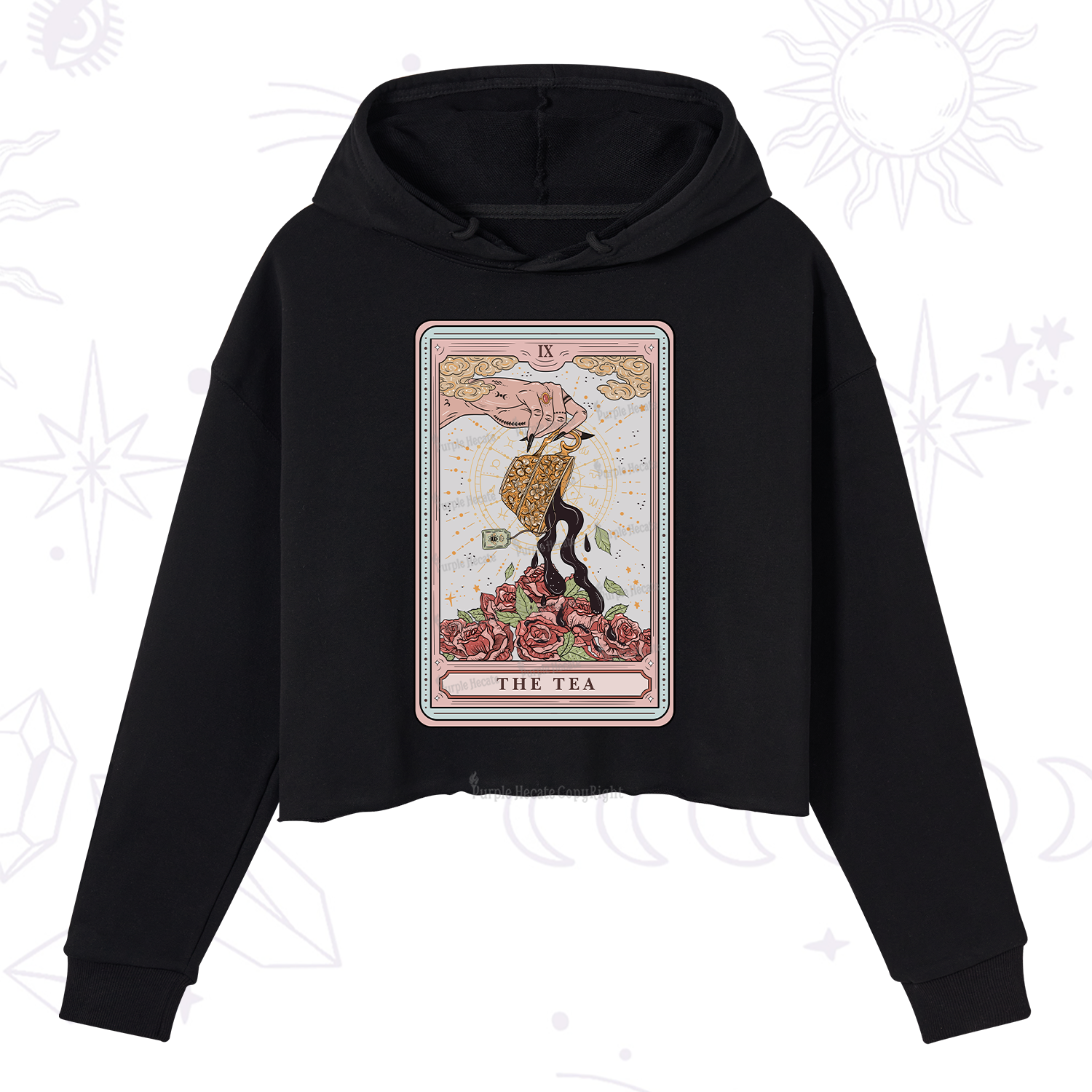 Purplehecate The Tea Food Tarot Crop Hoodie