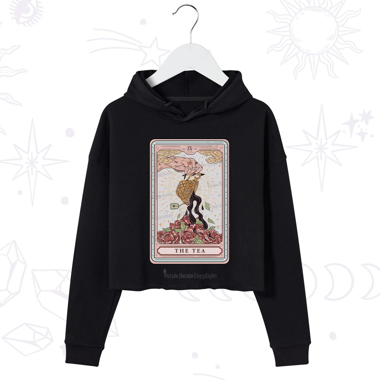 Purplehecate The Tea Food Tarot Crop Hoodie