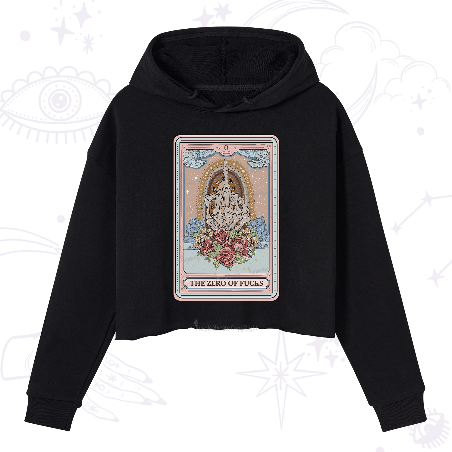 Purplehecate The Zero Of Fucks Tarot Crop Hoodie