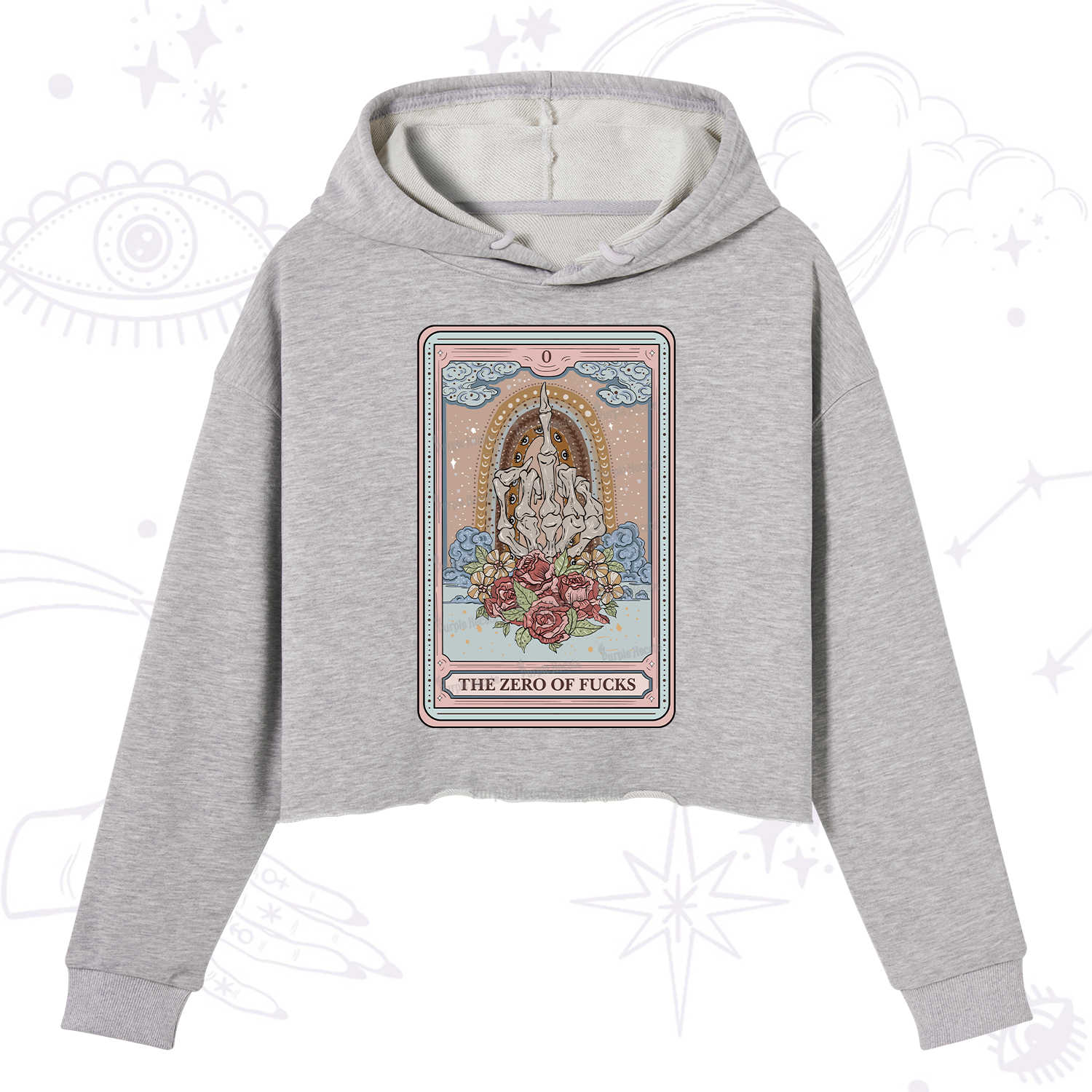 Purplehecate The Zero Of Fucks Tarot Crop Hoodie