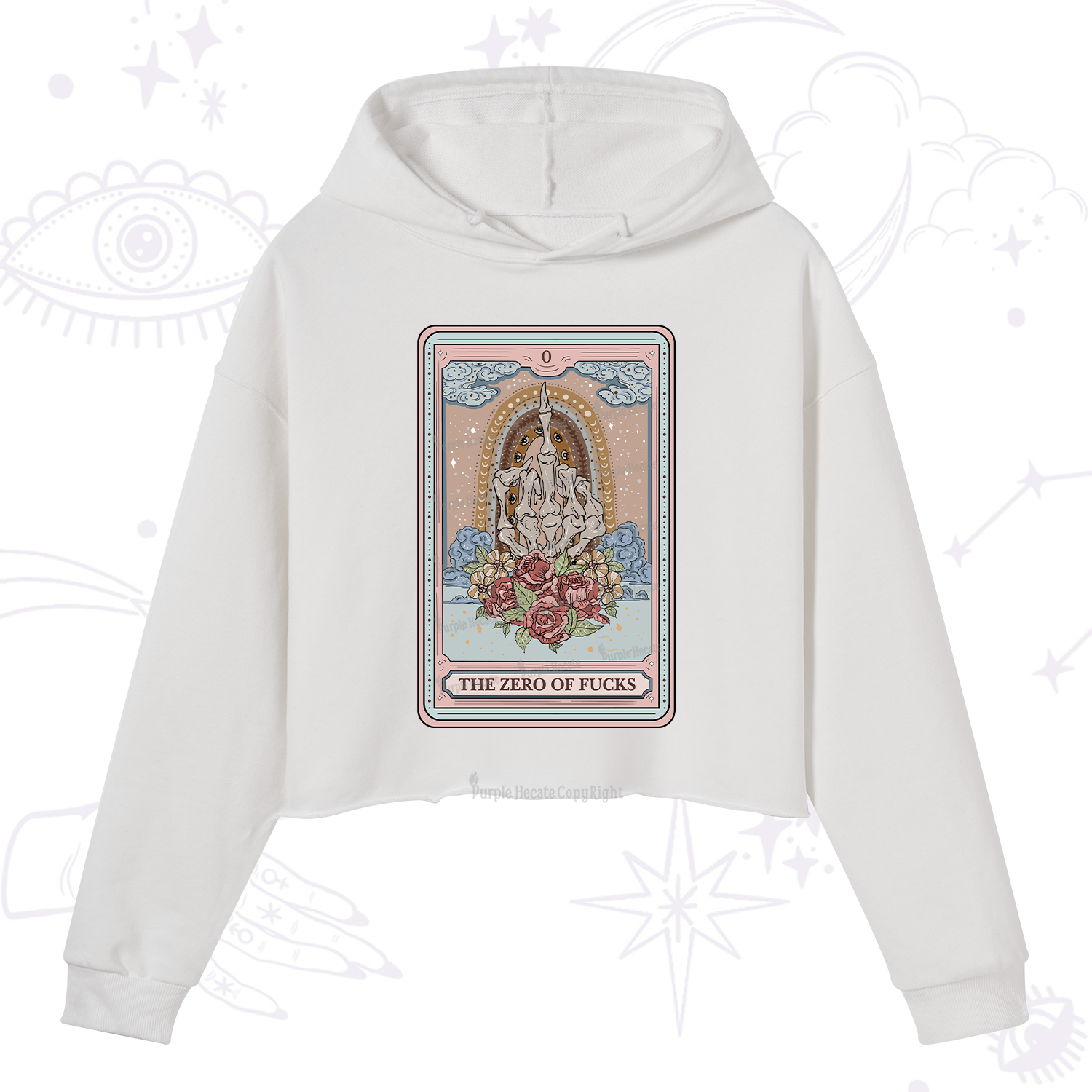 Purplehecate The Zero Of Fucks Tarot Crop Hoodie