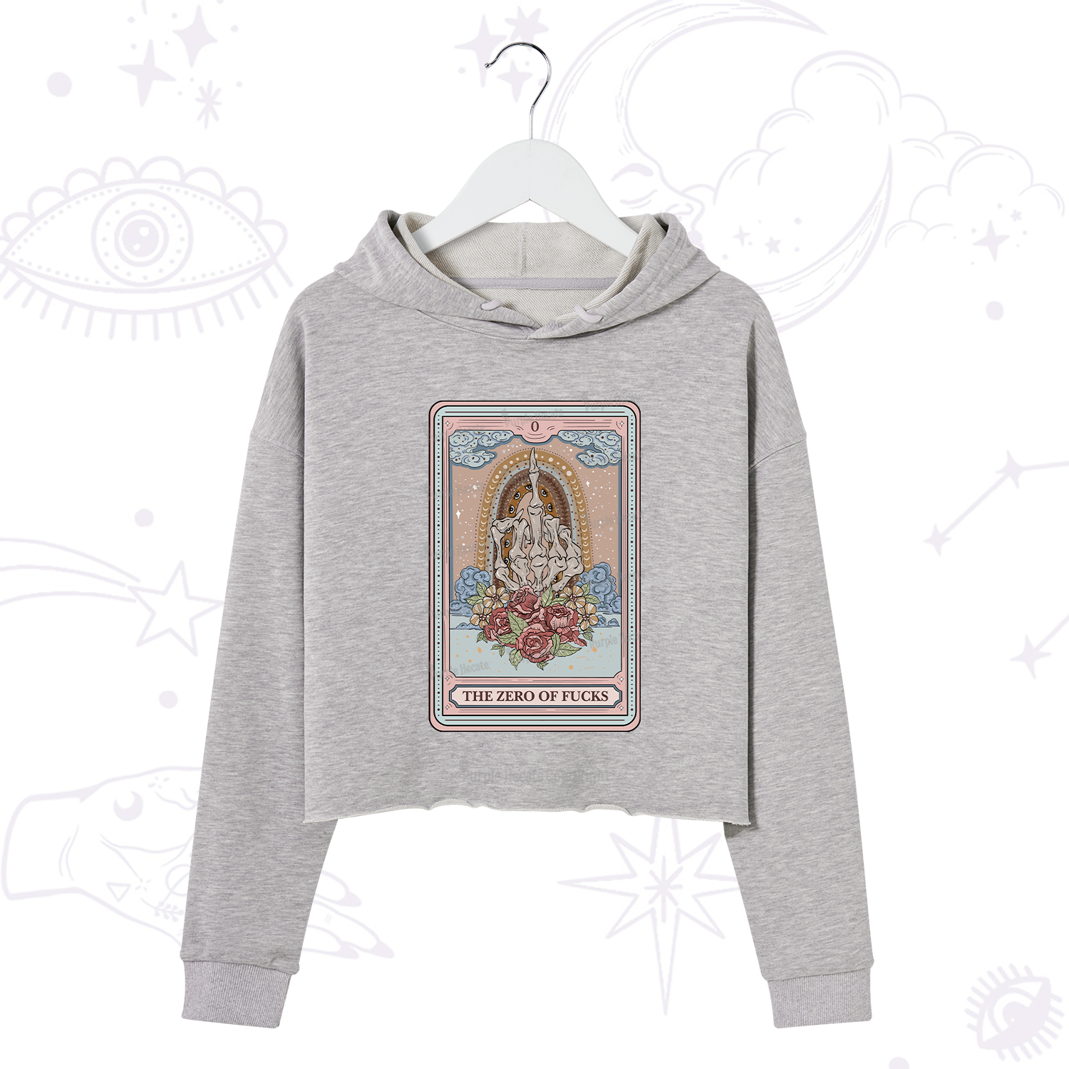 Purplehecate The Zero Of Fucks Tarot Crop Hoodie