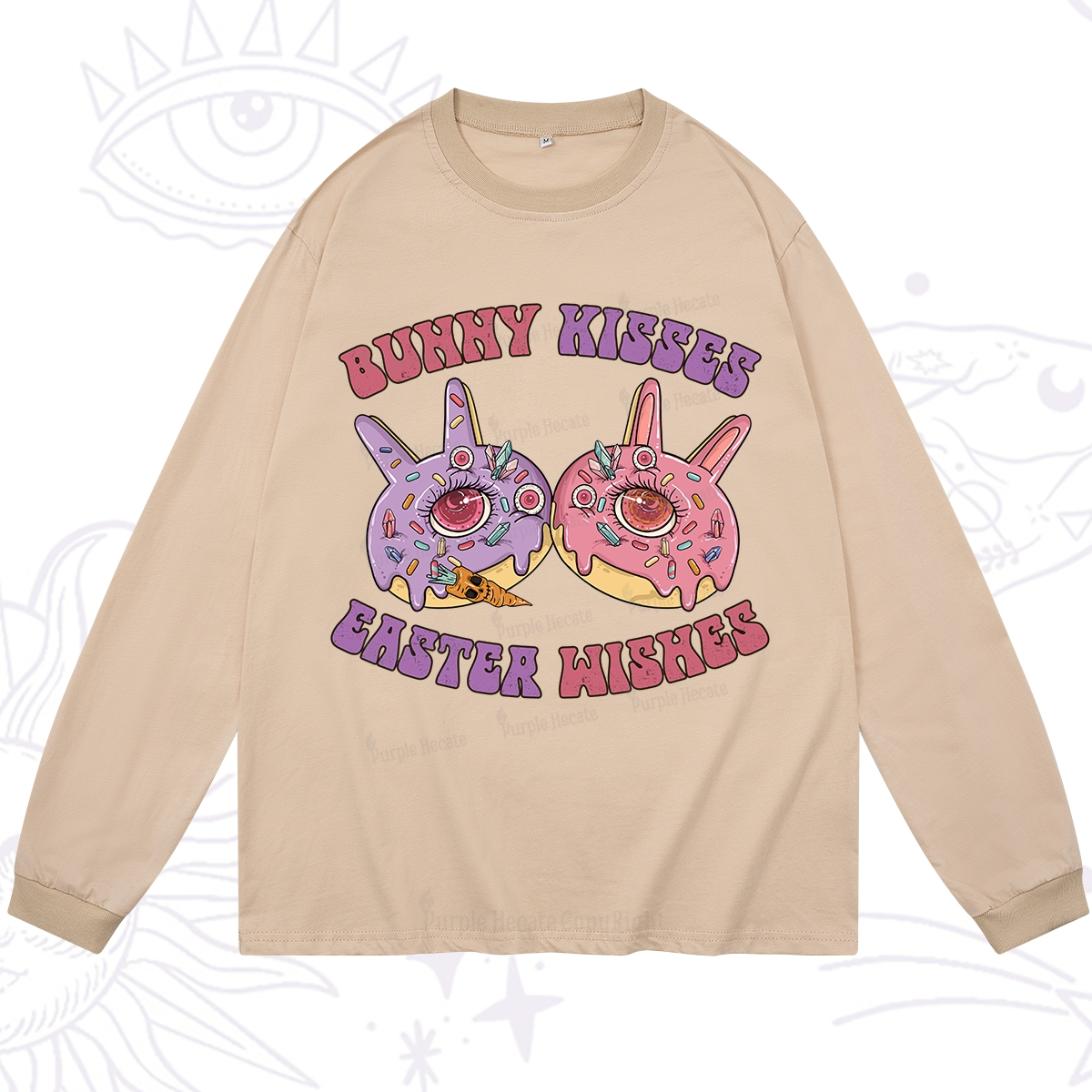 Purplehecate Bunny Kisses Easter Wishes Long Sleeve T-Shirt