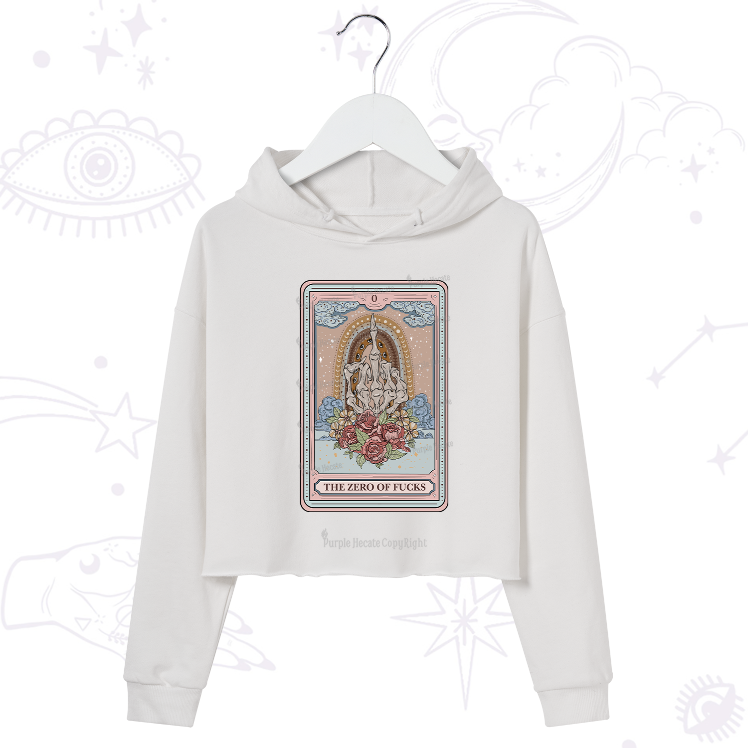 Purplehecate The Zero Of Fucks Tarot Crop Hoodie