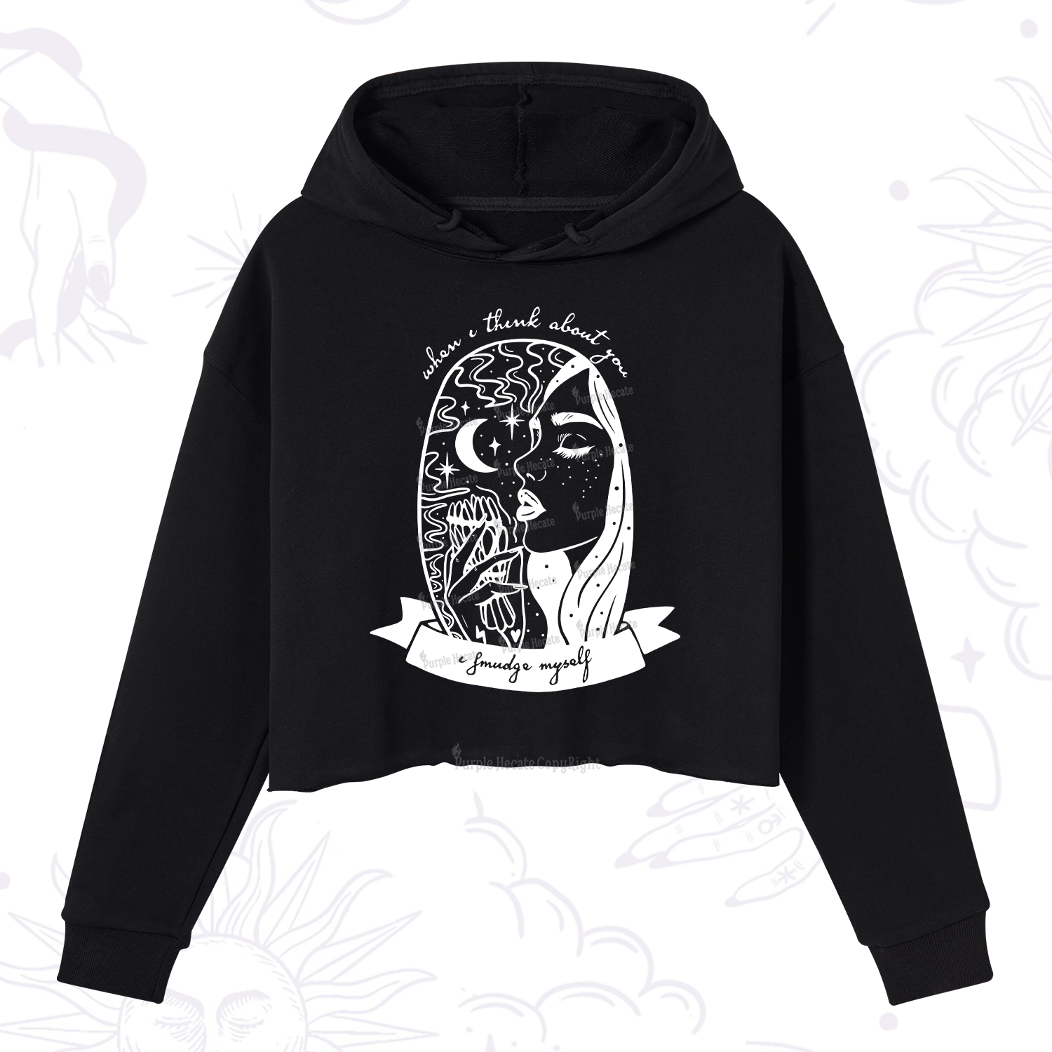 Purplehecate When I Think About You I Smudge Myself Crop Hoodie