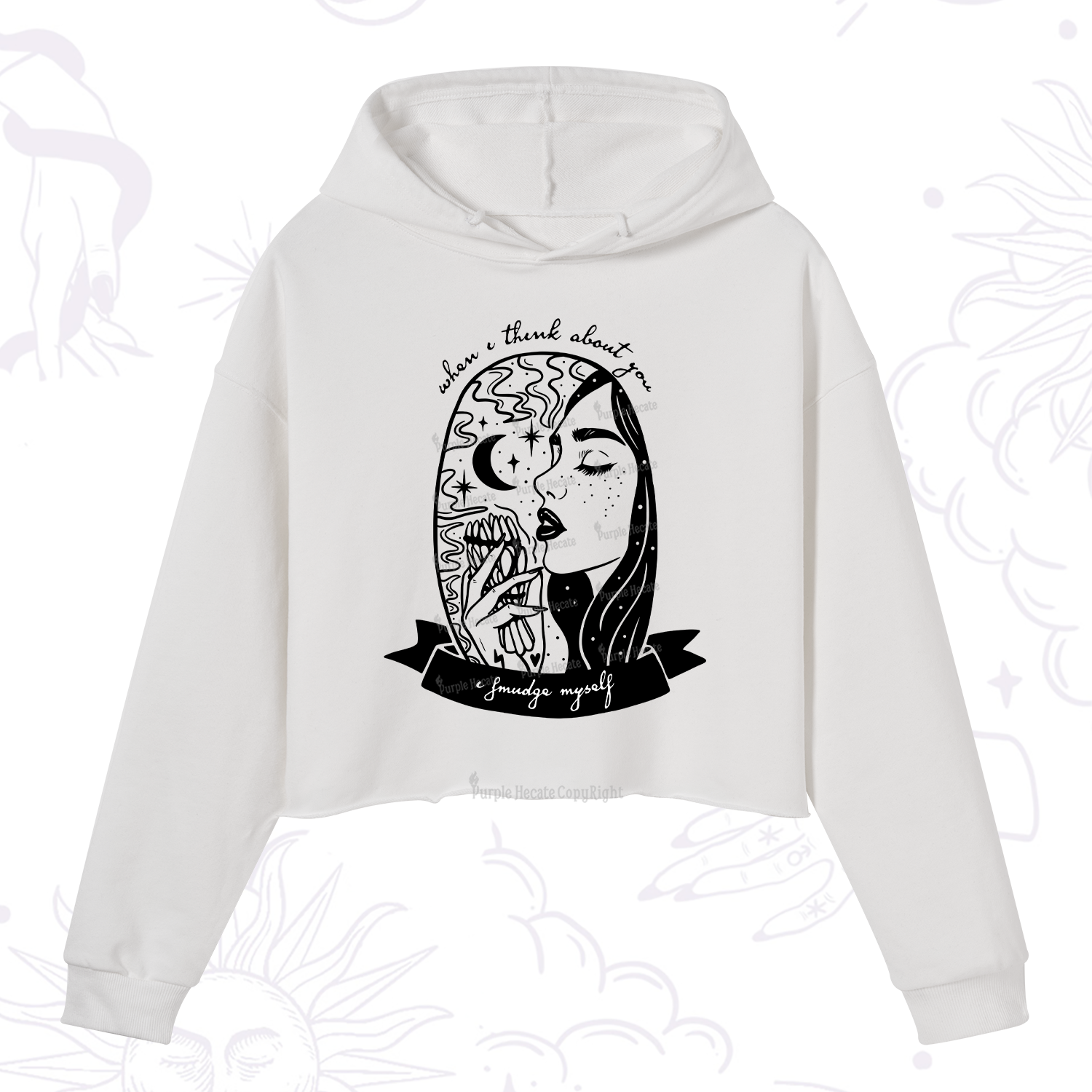 Purplehecate When I Think About You I Smudge Myself Crop Hoodie