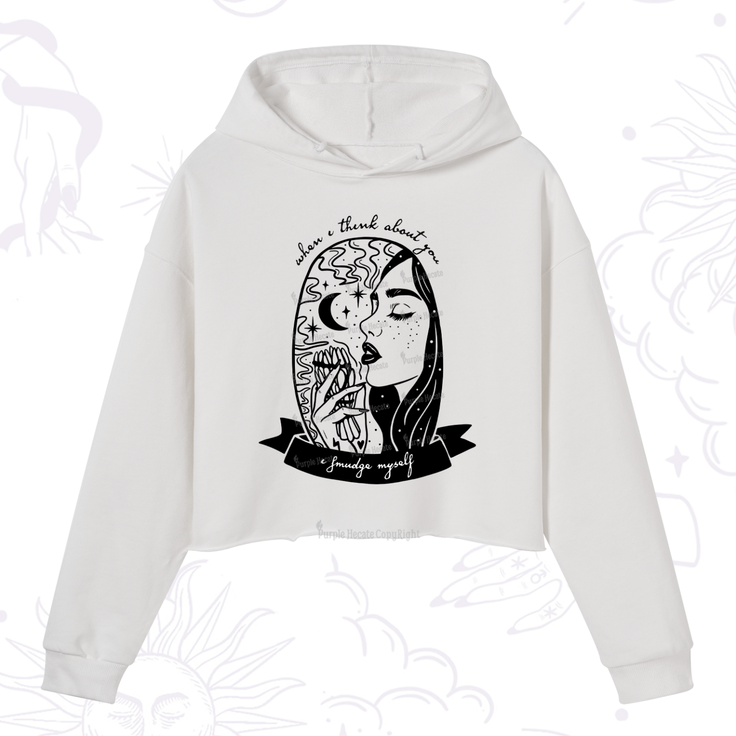 Purplehecate When I Think About You I Smudge Myself Crop Hoodie