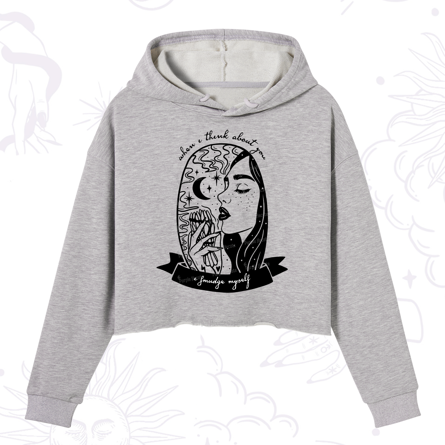 Purplehecate When I Think About You I Smudge Myself Crop Hoodie