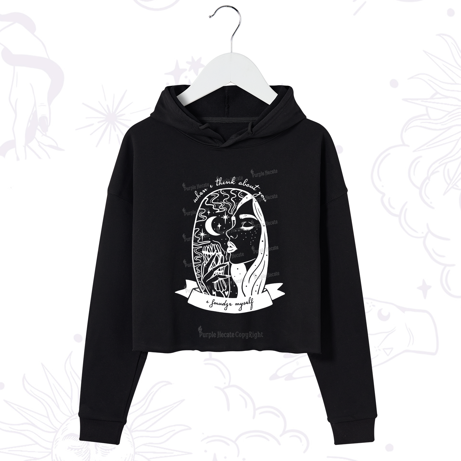 Purplehecate When I Think About You I Smudge Myself Crop Hoodie