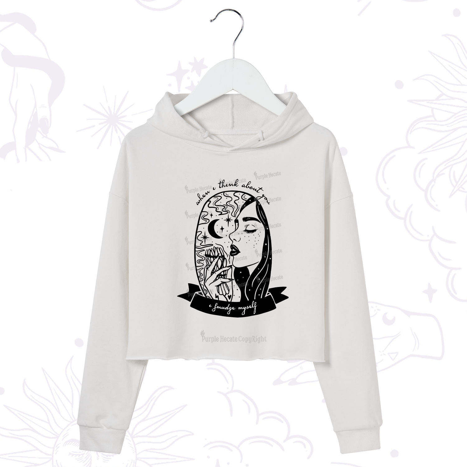 Purplehecate When I Think About You I Smudge Myself Crop Hoodie