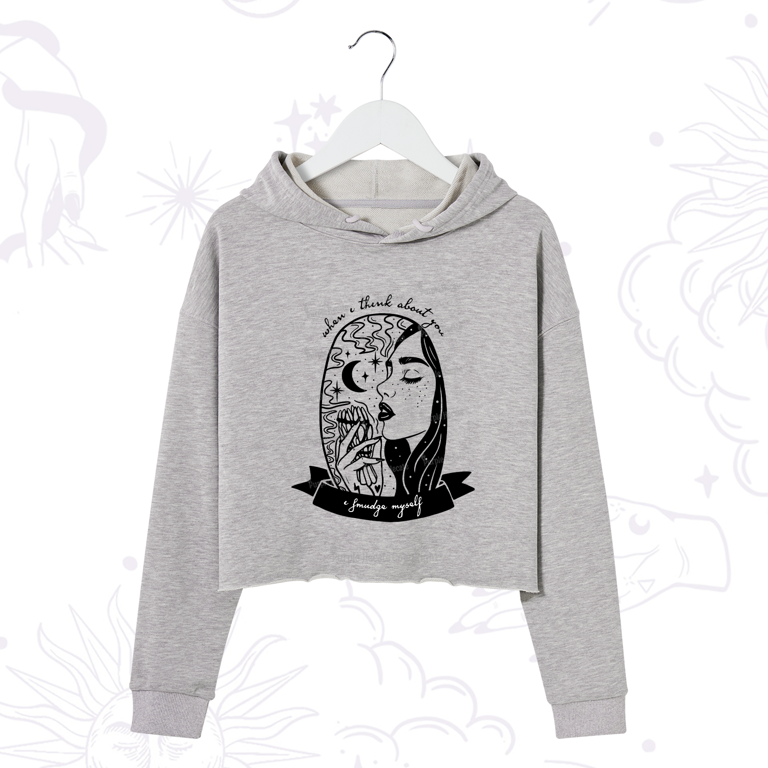 Purplehecate When I Think About You I Smudge Myself Crop Hoodie