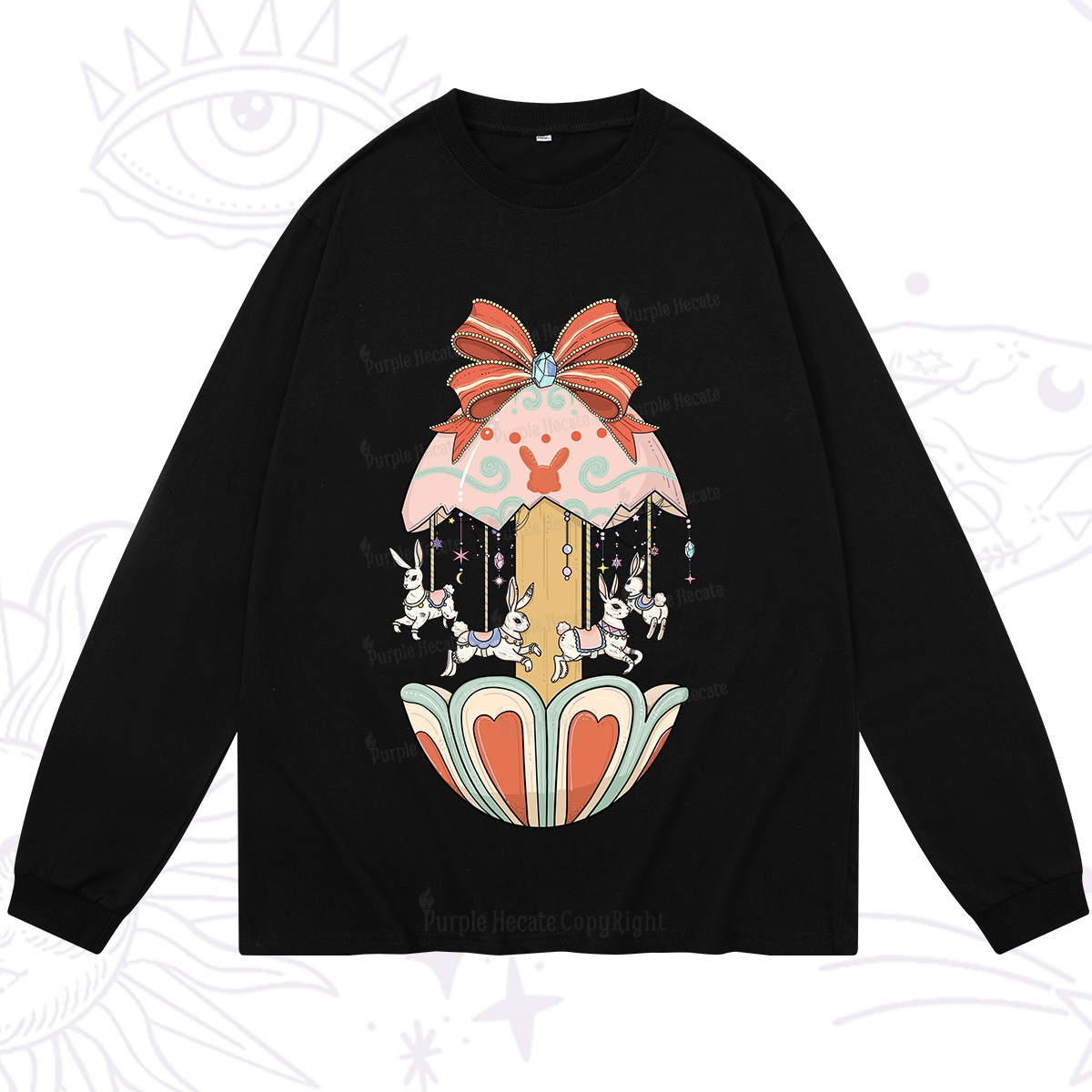 Purplehecate Bunny Carousel Easter Long Sleeve T-Shirt