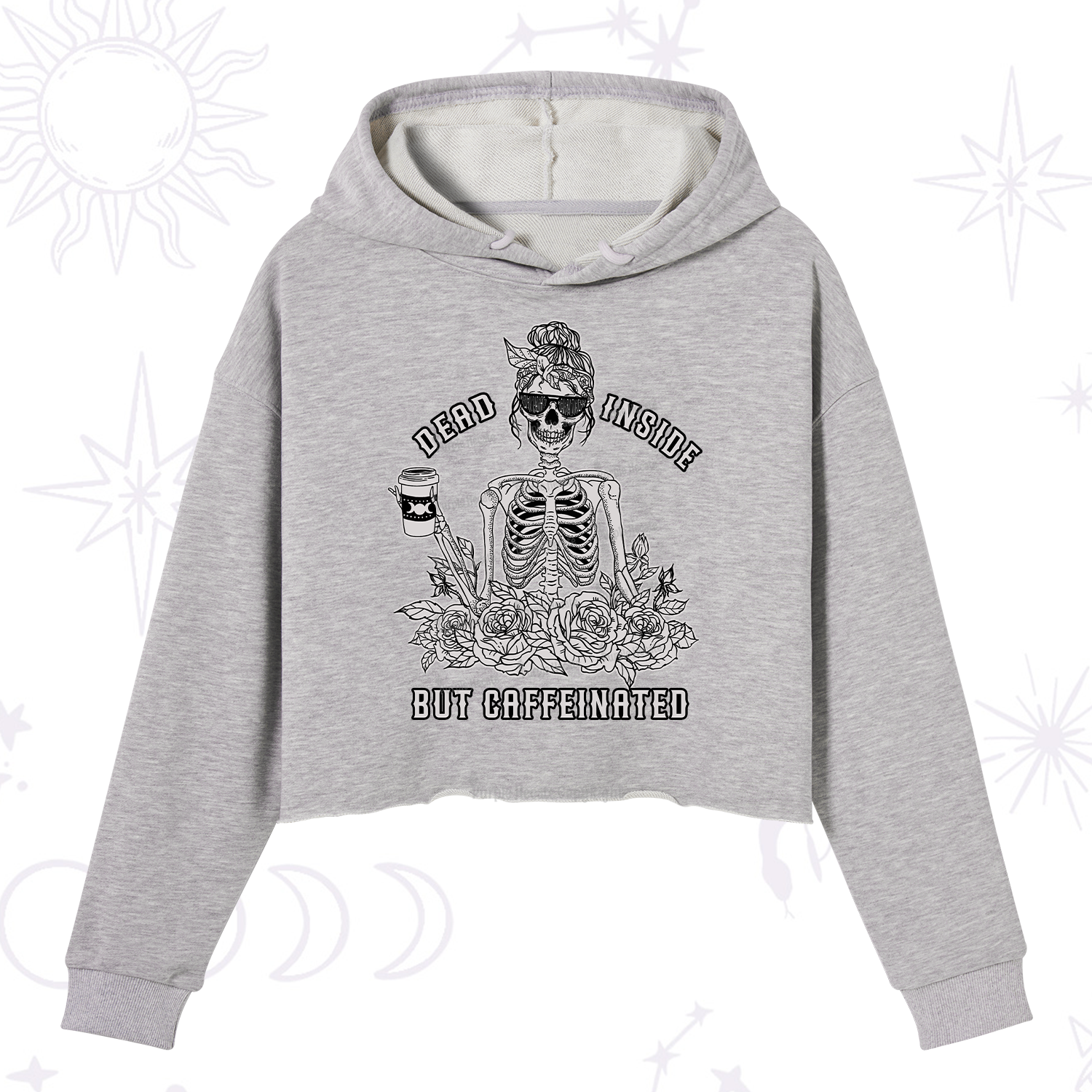 Purplehecate Dead Inside But Caffeinated Crop Hoodie