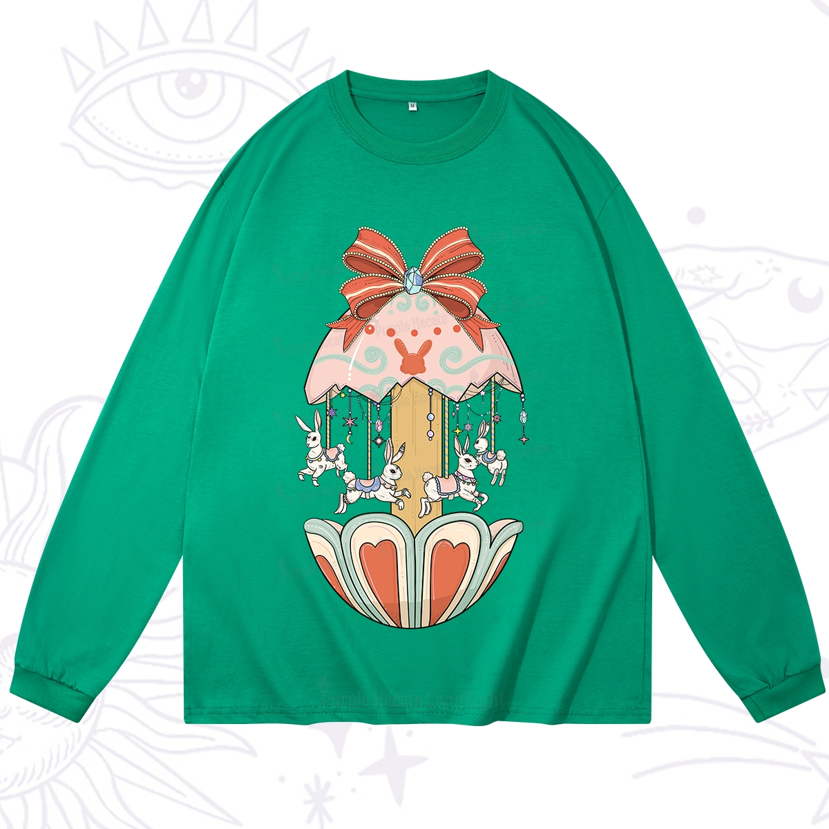 Purplehecate Bunny Carousel Easter Long Sleeve T-Shirt