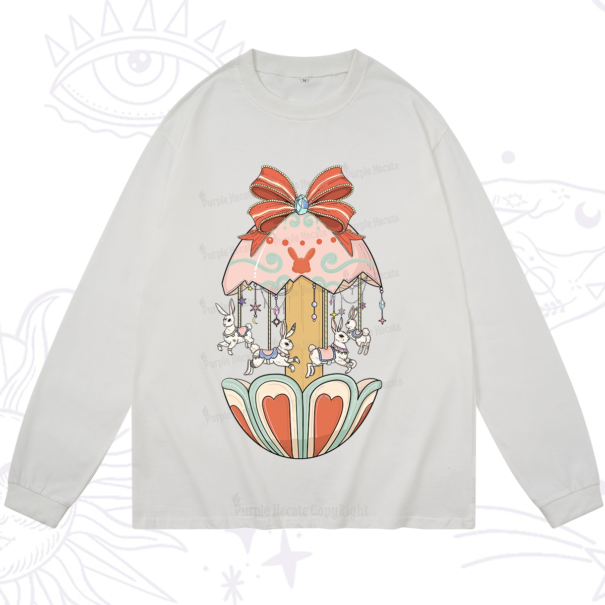 Purplehecate Bunny Carousel Easter Long Sleeve T-Shirt