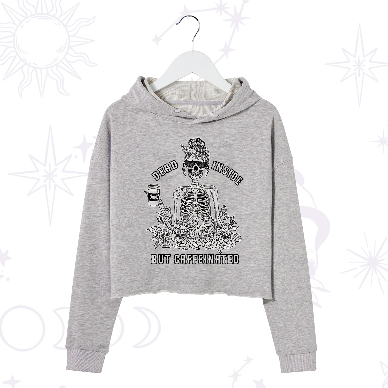 Purplehecate Dead Inside But Caffeinated Crop Hoodie