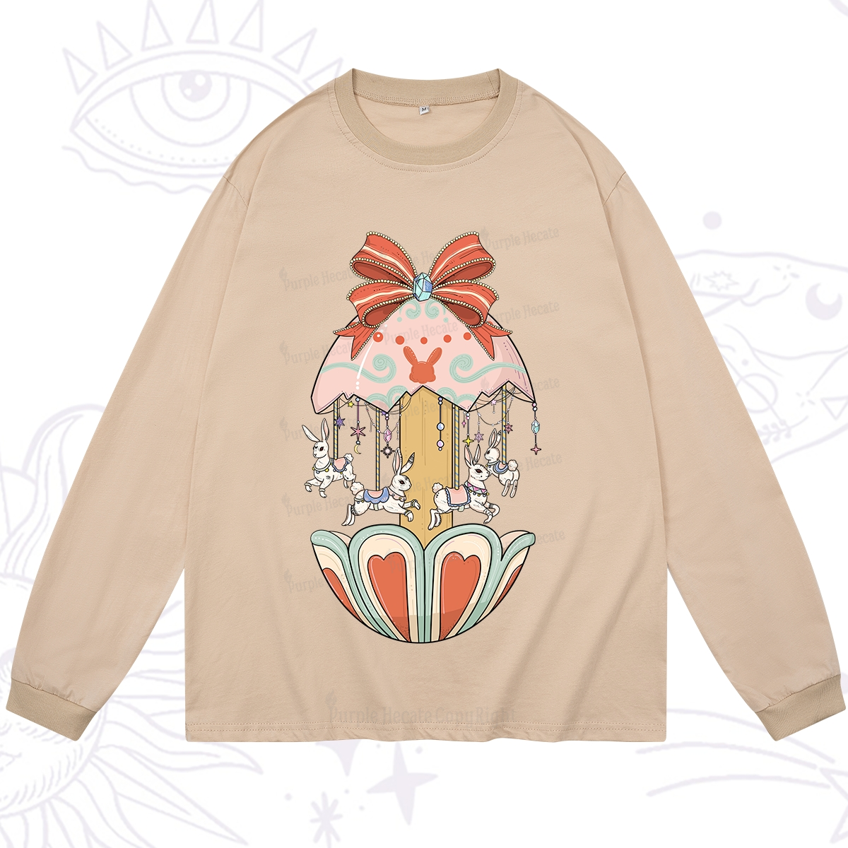 Purplehecate Bunny Carousel Easter Long Sleeve T-Shirt