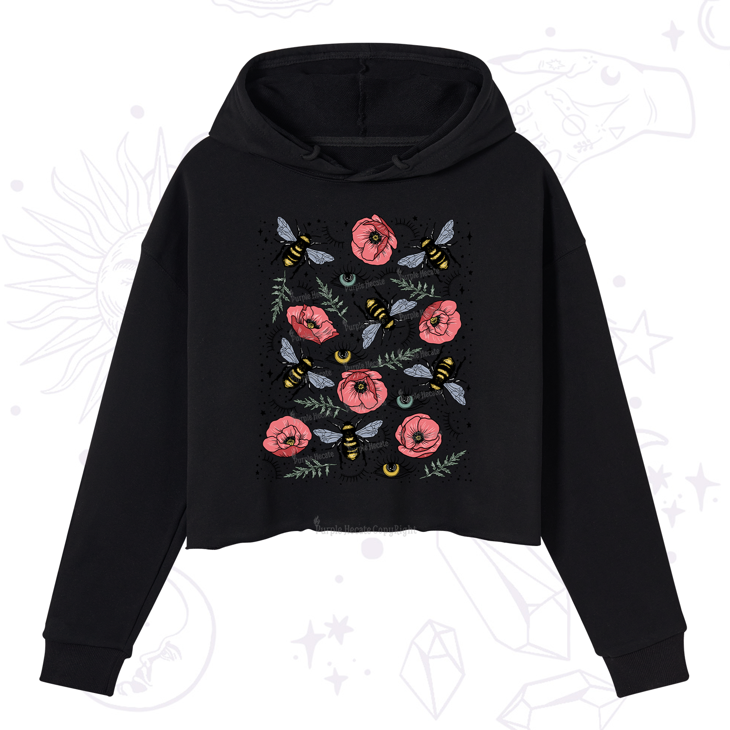 Purplehecate The Bee's Knees Crop Hoodie