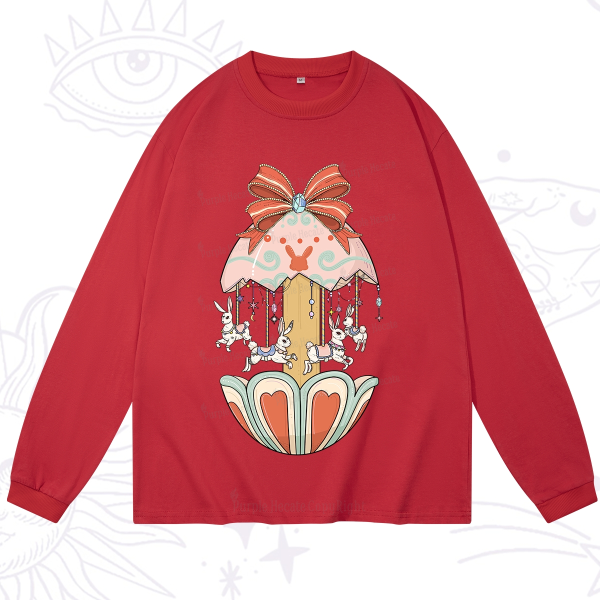 Purplehecate Bunny Carousel Easter Long Sleeve T-Shirt