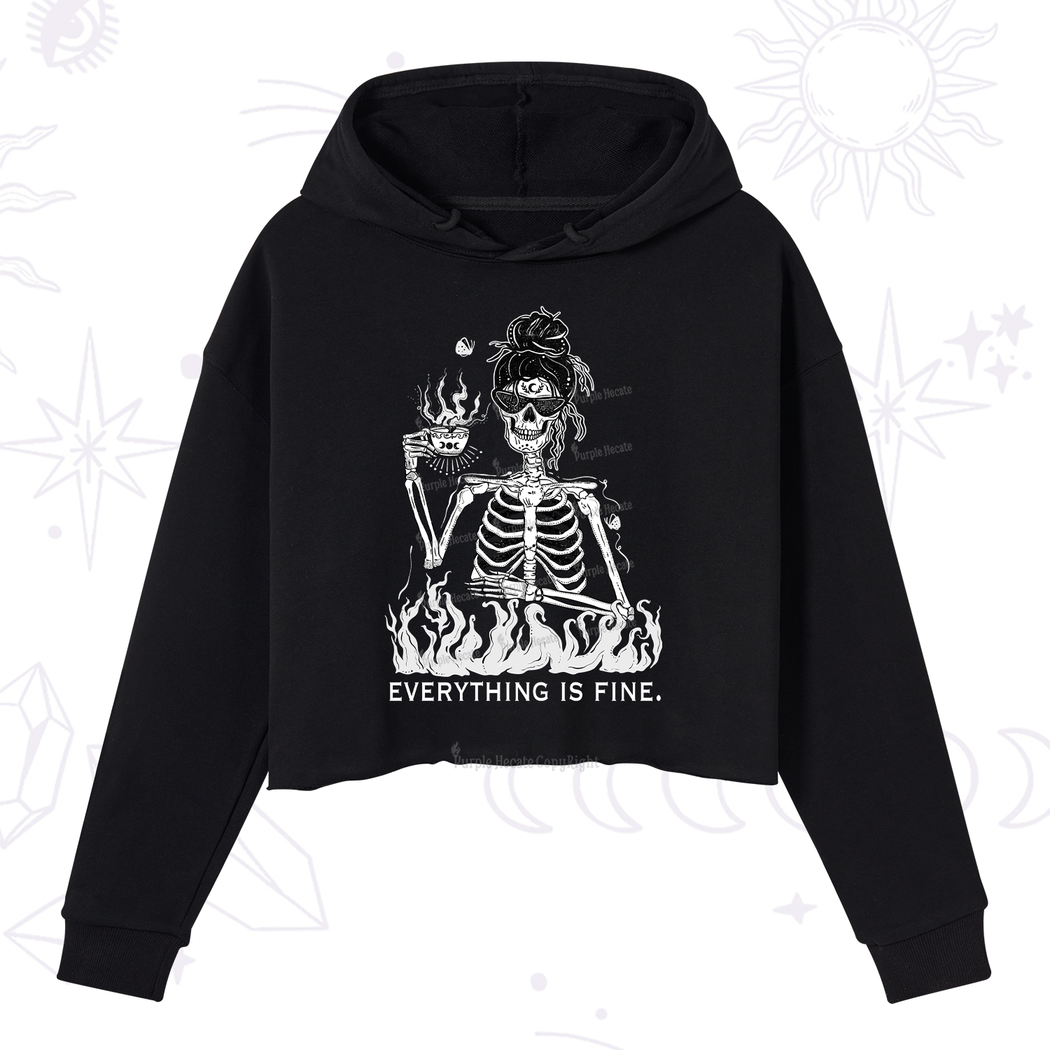 Purplehecate Everything Is Fine Crop Hoodie