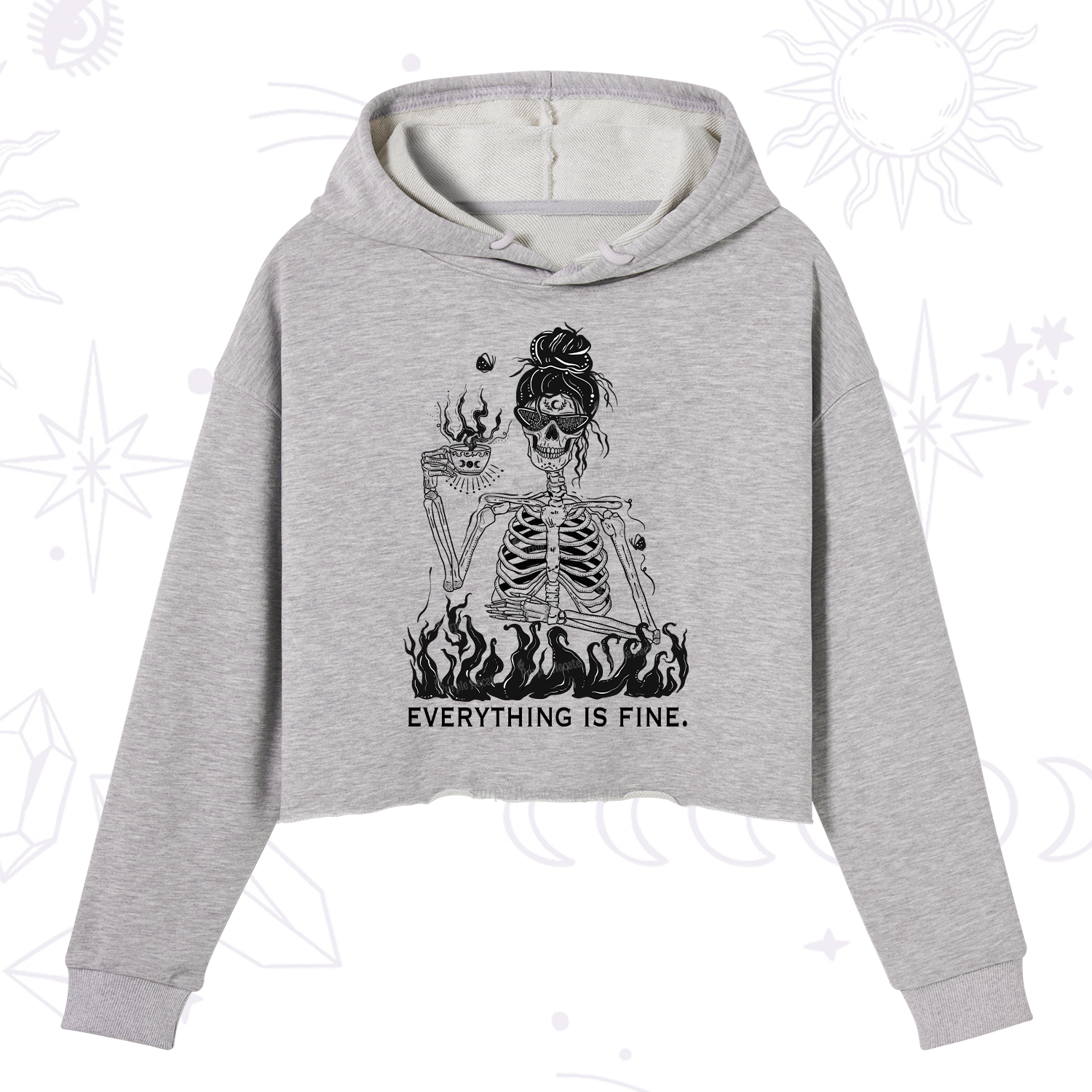 Purplehecate Everything Is Fine Crop Hoodie