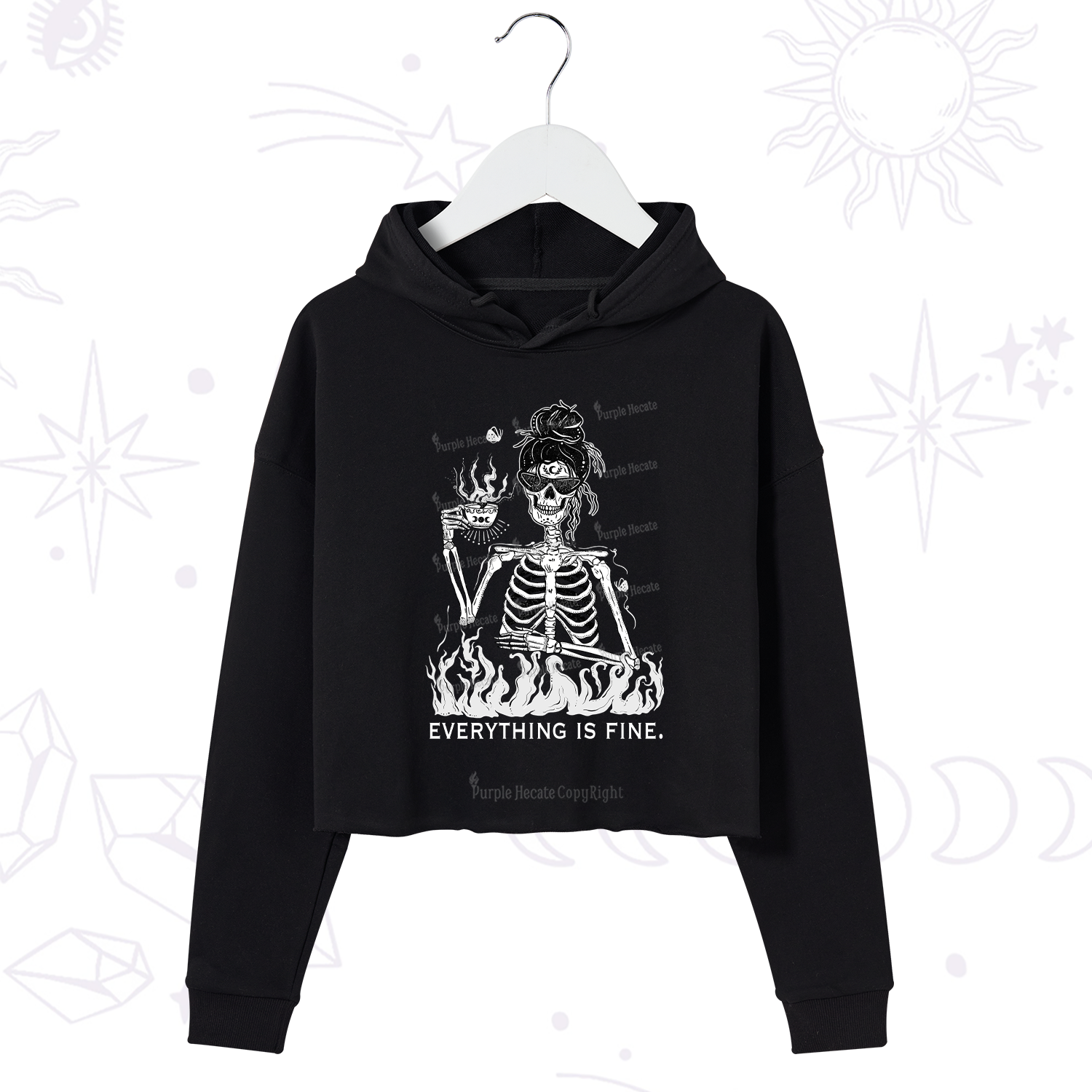 Purplehecate Everything Is Fine Crop Hoodie